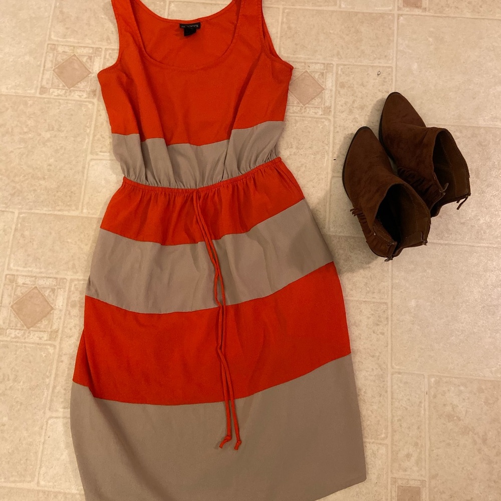 Tan and Orang-Red Dress EnFocus Studio